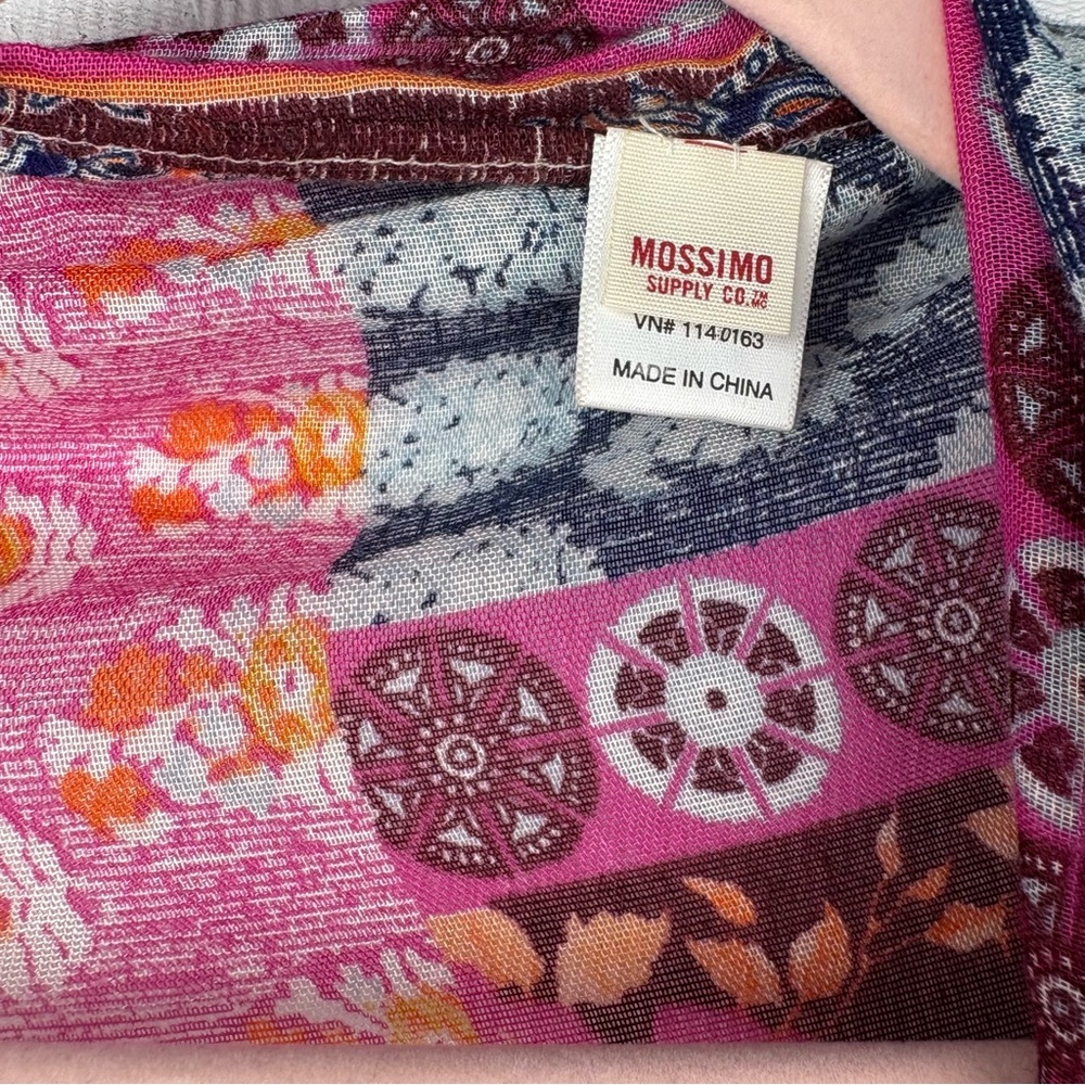 Mossimo Supply Co. Pink Blue and Orange Patchwork Boho Kimono OS - Picture 3 of 6